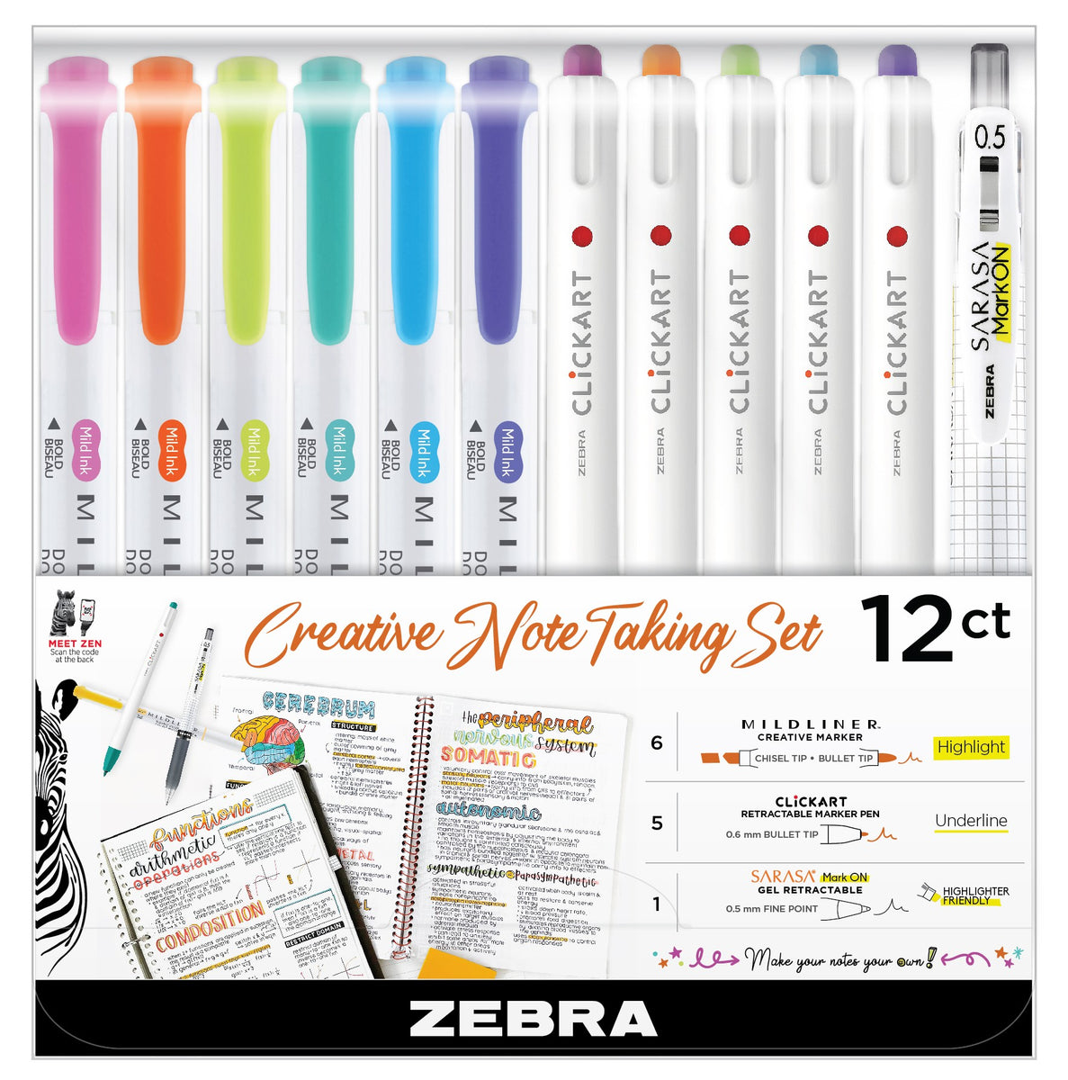 Zebra Mildliner Highlighter -Yellow Pack -WKT7-5C-RC - Smooth Pens