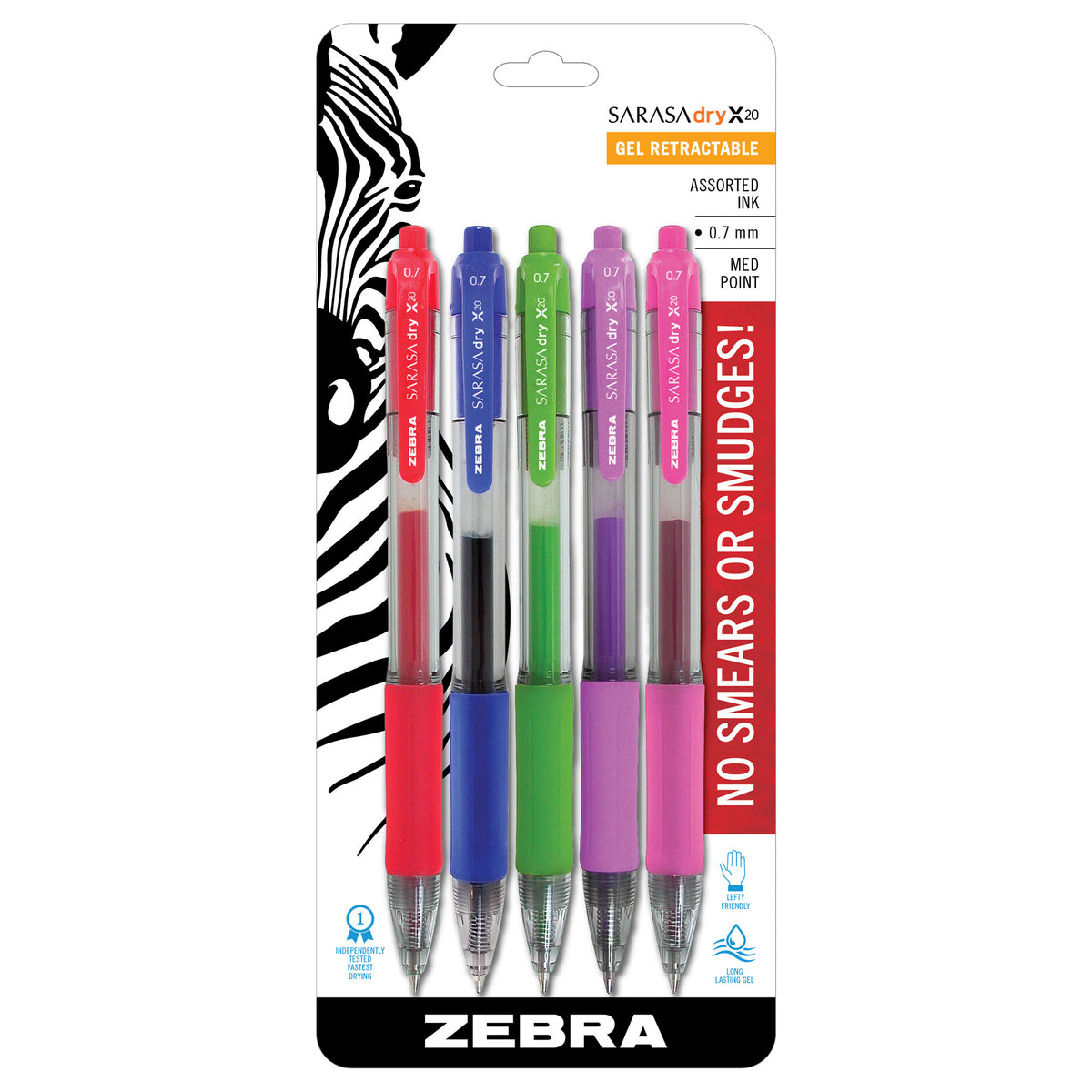 Zebra Sarasa Dry X30 Retractable Gel Ink Pens, Medium Point 0.7mm, Black  Rapid Dry Ink, 12-Count 