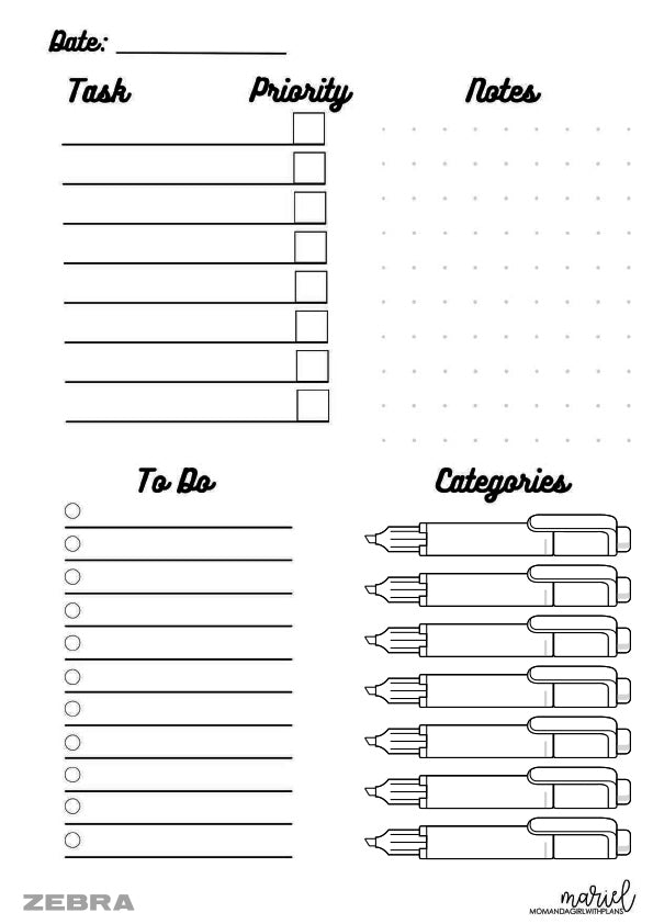 Zebra Task List Worksheet – Zebra Pen