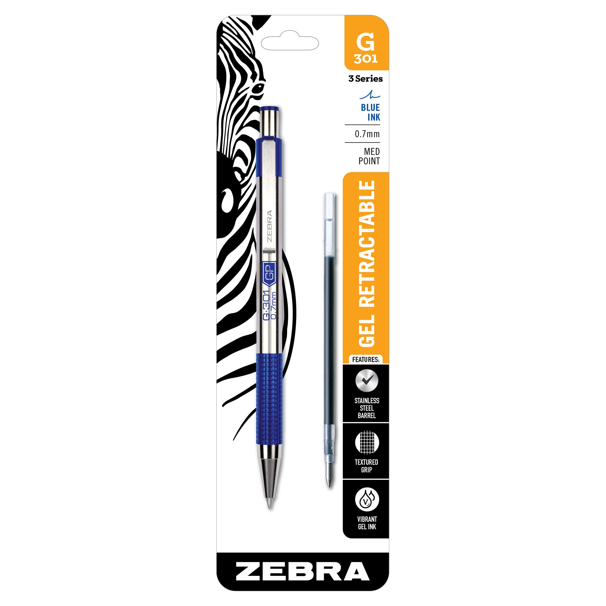  Zebra Pen LV-Refill for Gel Ink Pens, Medium Point, 0.7mm, Black  Ink, 2-Pack