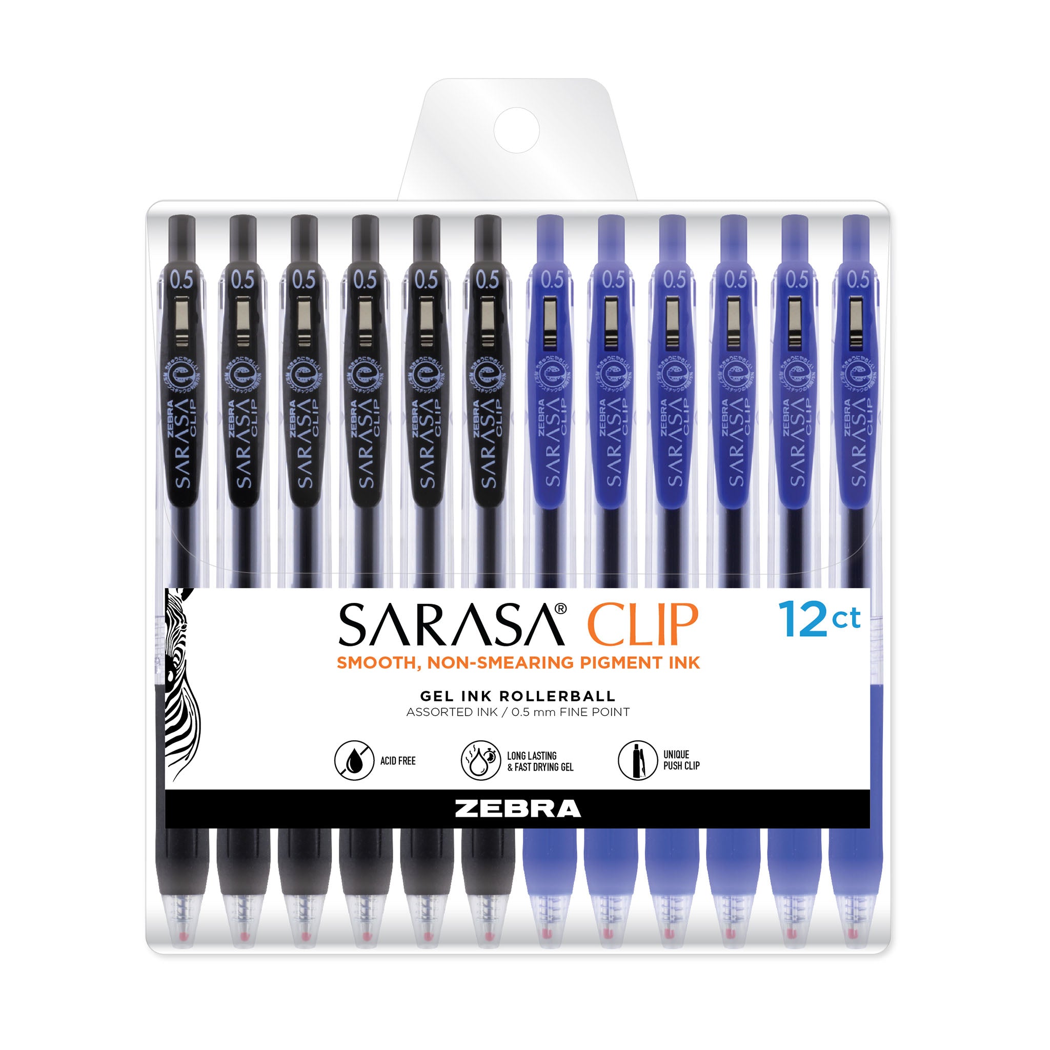 Sarasa Clip Retractable Gel Pen, Fine Point, 0.5mm, Rainbow Assorted  Colors, 20-Pack