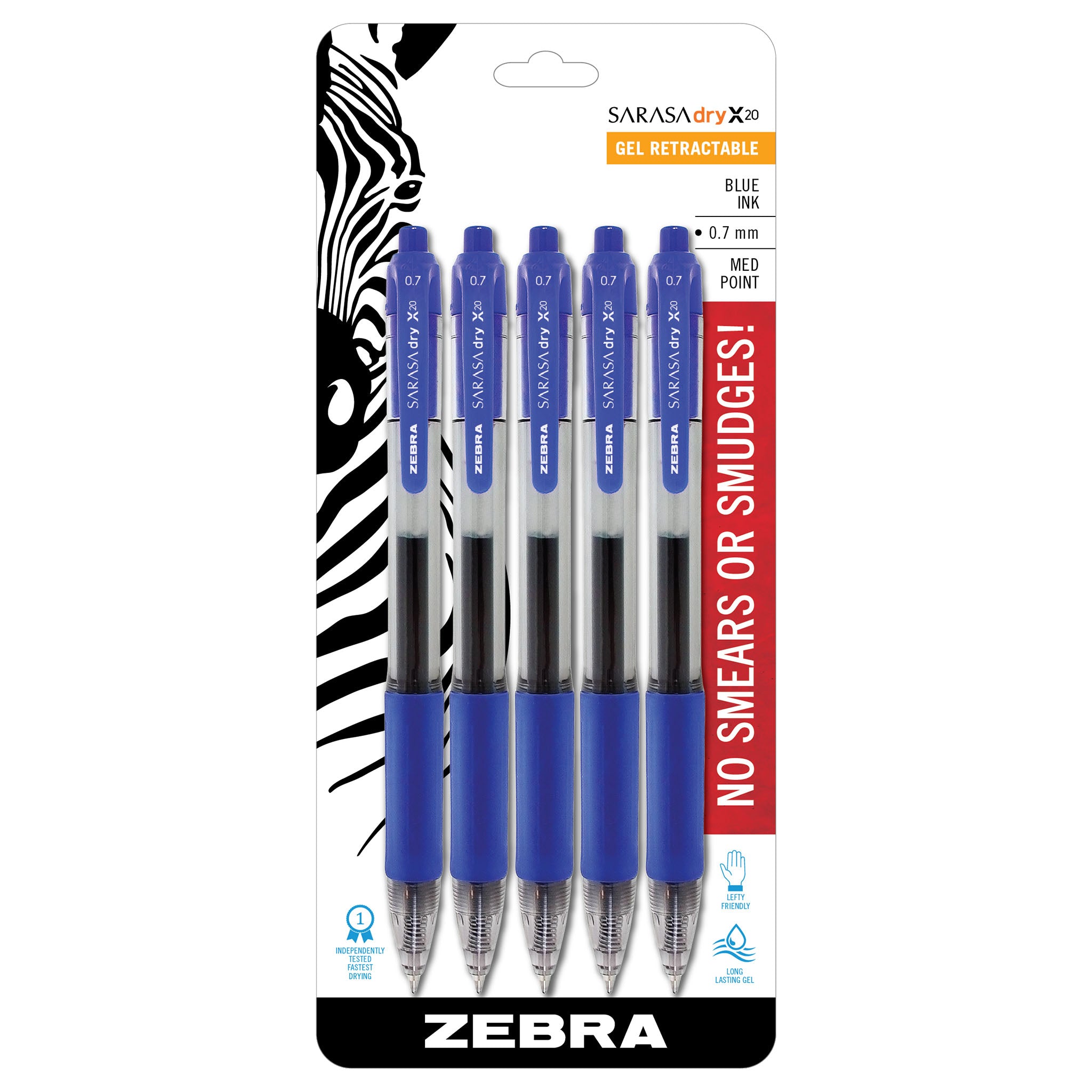 Zebra SARASA dry X20 Retractable Gel Pen - Medium Pen Point - 0.7 mm Pen  Point Size - Retractable - Blue Gel-based Ink - Plastic Barrel - 14 / Pack  - Your Office Connection