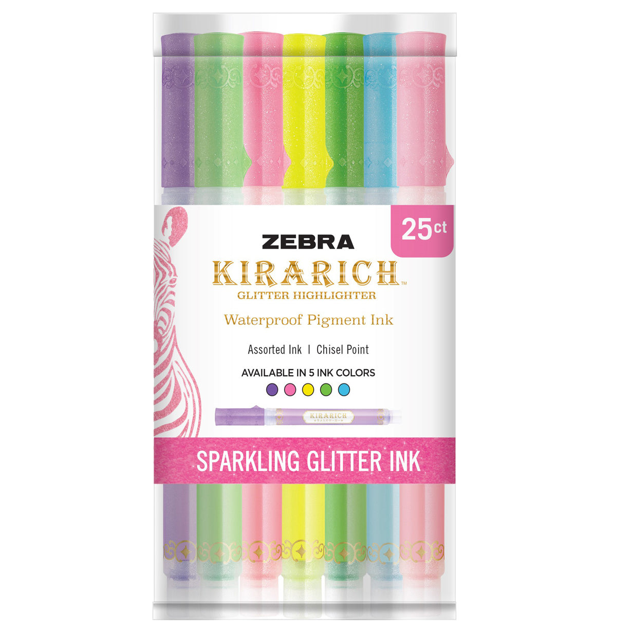 Zebra Kirarich Glitter Highlighter - Pink